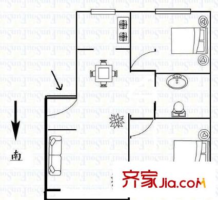 雅荷城市花園 2室 戶型圖