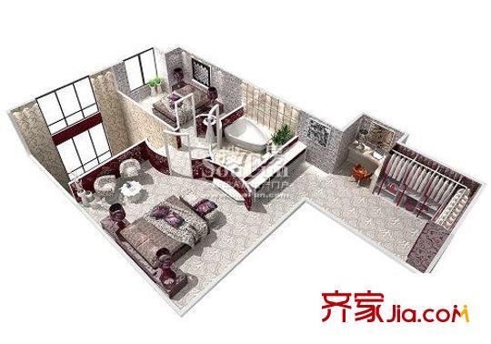 橡樹街區(qū)戶型圖b戶型-夾層loft 2室2廳2衛(wèi)1廚