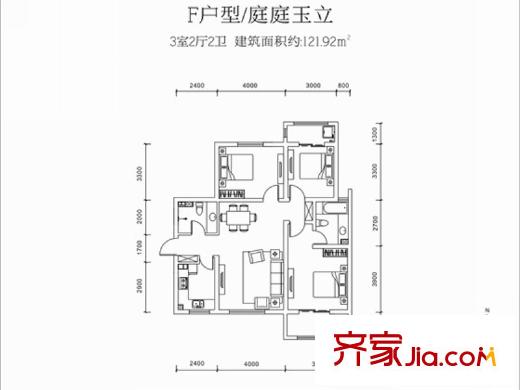 高新大都薈 D棟F戶型 3室2廳2衛(wèi)1廚