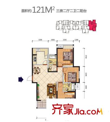 曲江翠竹園 戶型圖 3室2廳2衛(wèi)