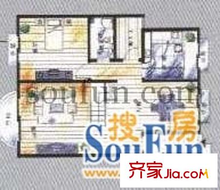 紫薇苑歐洲世家戶型圖2室2廳1衛(wèi)1廚