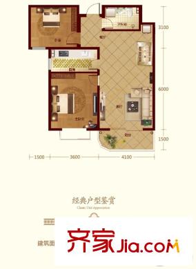 暖山西安Ⅲ期4/5/6號樓B戶型 2室2廳1衛(wèi)1廚