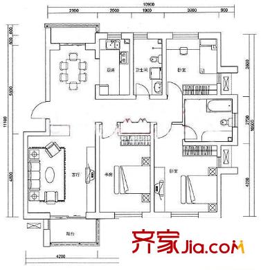 保億風(fēng)景大院 戶(hù)型圖 4室2廳2衛(wèi)