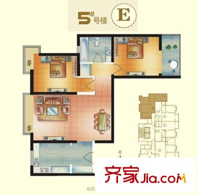 春曉馨苑戶型圖5#E戶型圖標(biāo)準(zhǔn)層 2室1廳1衛(wèi)1廚