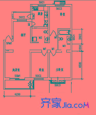 紫薇田園都市 3室 戶型圖
