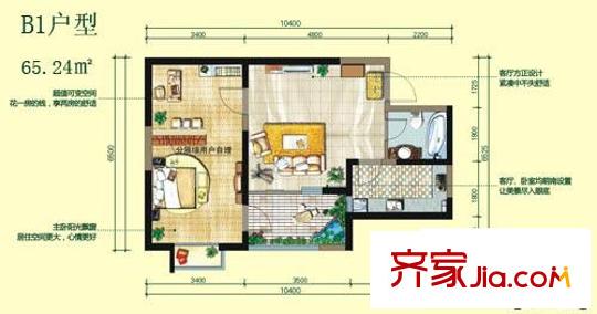 融僑馨苑戶型圖B1戶型 2室1廳1衛(wèi)1廚