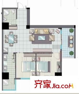 七彩生活戶型圖3 2室2廳1衛(wèi)1廚