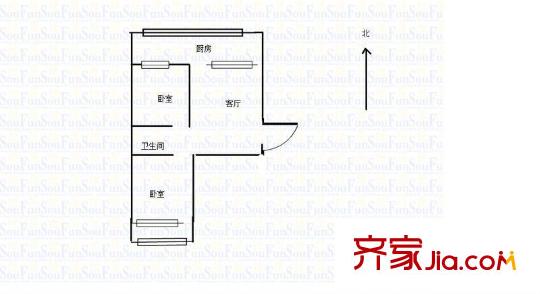 面粉廠家屬院 2室 戶型圖