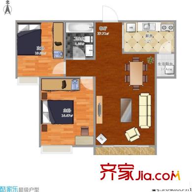 楓林華府二期 2室 戶型圖