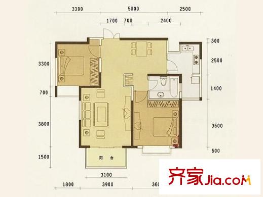 豐景佳園 2室 戶型圖