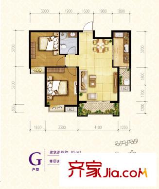 薈金?夢(mèng)想家2、3號(hào)樓G戶型圖 3室2廳1衛(wèi)1廚