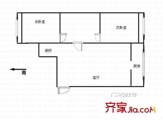構件廠家屬院戶型圖戶型圖 2室1廳1衛(wèi)1廚