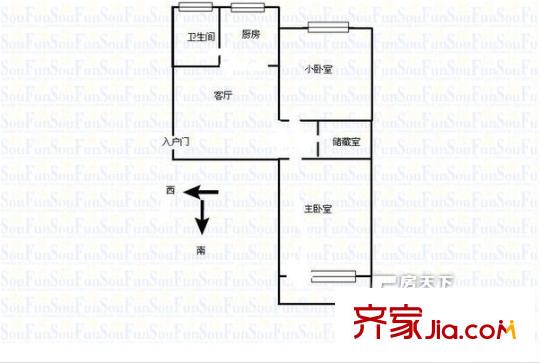 構件廠家屬院戶型圖戶型圖 2室1廳1衛(wèi)1廚