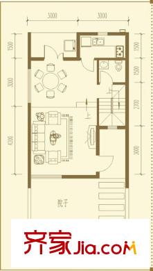 涇渭上城120平米一層戶型圖 3室2廳3衛(wèi)1廚