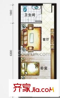 華城國(guó)際 1室 戶型圖