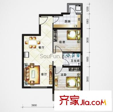 華城國(guó)際 2室戶型圖