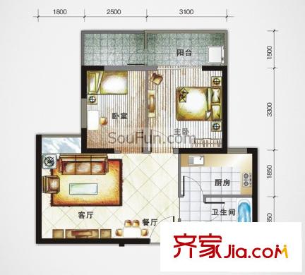 華城國(guó)際 2室戶型圖