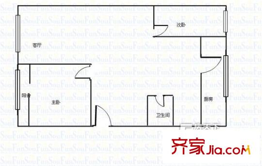 捷瑞小區(qū)戶型圖 戶型圖 2室2廳1衛(wèi)1廚