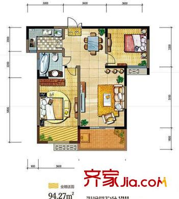 融僑馨苑戶型圖3期金域戶型圖 2室1廳1衛(wèi)1廚