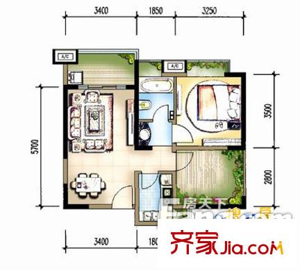 灑金橋小區(qū) 2室 戶型圖