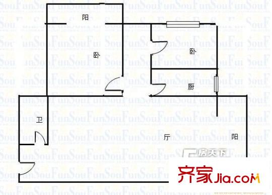 七彩生活戶型圖4 2室1廳1衛(wèi)1廚