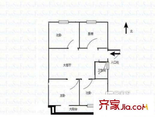 電建社區(qū)戶型圖戶型圖 3室2廳1衛(wèi)1廚