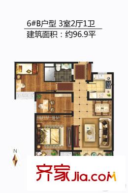 梧桐年華6號樓B戶型 3室2廳1衛(wèi)1廚