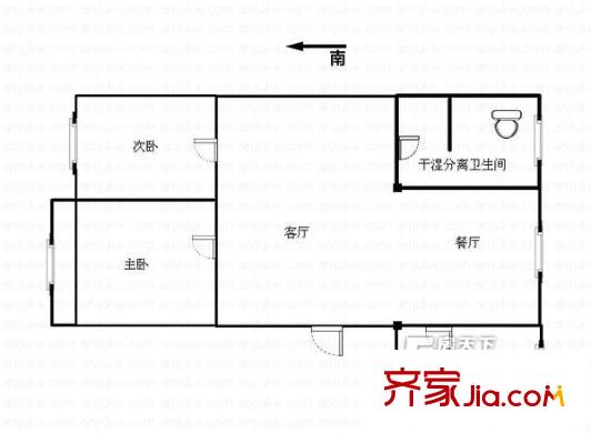 陜一針家屬院 2室 戶型圖