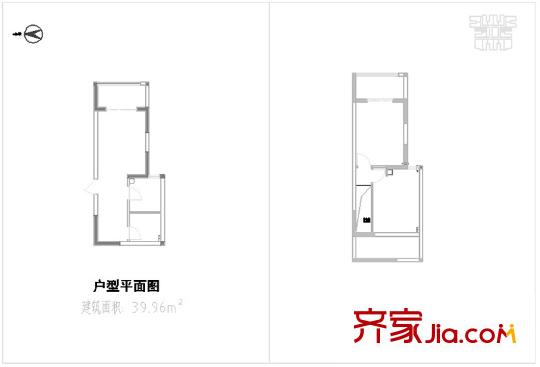 水岸明珠39.96平方米復(fù)式戶型 2室1廳1衛(wèi)1廚