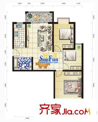 匯騰福錦苑 3室 戶型圖