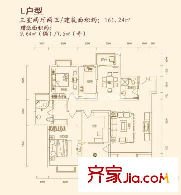 金裕平方米頂 3室 戶型圖