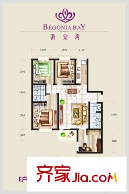 海棠灣6號(hào)樓E戶型 4室2廳2衛(wèi)1廚