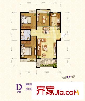 薈金?夢(mèng)想家1、5號(hào)樓D戶型圖 3室2廳1衛(wèi)1廚