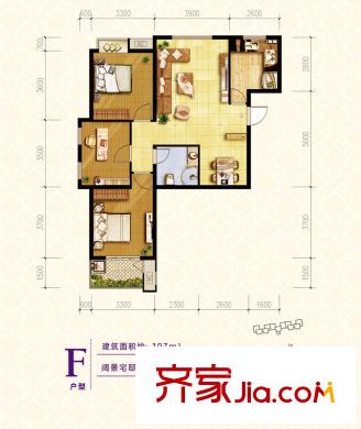 薈金?夢(mèng)想家2、3號(hào)樓F戶型圖 3室2廳1衛(wèi)1廚