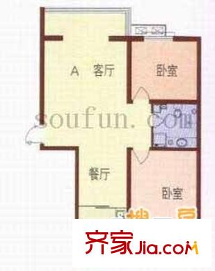 都市桂苑戶型圖2室2廳1衛(wèi)1廚