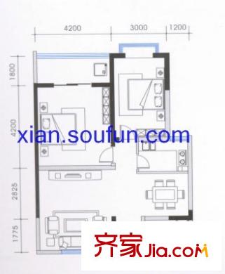 華豪麗都戶型圖戶型圖 2室2廳1衛(wèi)1廚