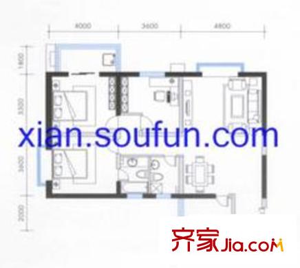 華豪麗都戶型圖戶型圖 2室2廳1衛(wèi)1廚