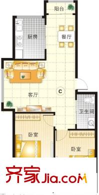 華美小區(qū) 2室 戶型圖