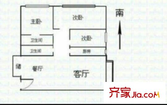 東方星苑 3室 戶型圖