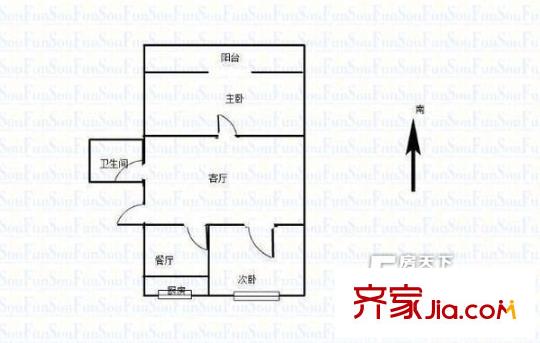 電建社區(qū)戶型圖戶型圖 2室1廳1衛(wèi)1廚