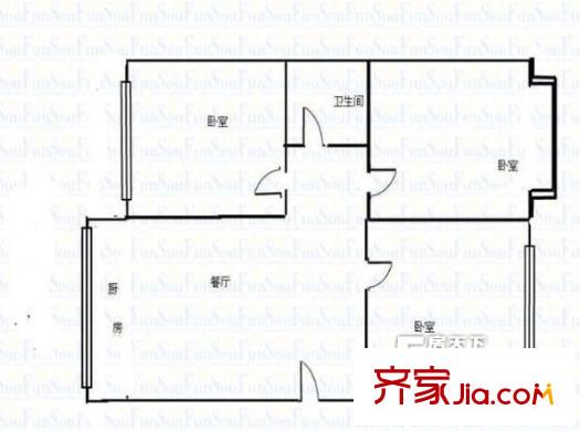 電建社區(qū)戶型圖戶型圖 3室1廳1衛(wèi)1廚