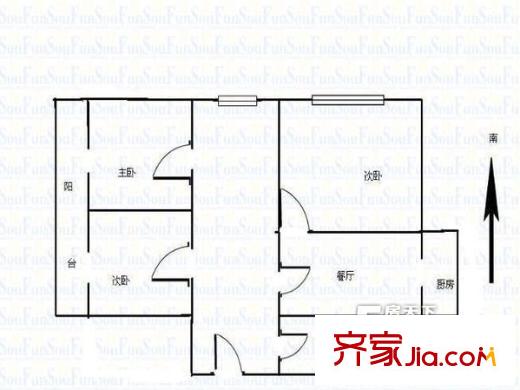 電建社區(qū)戶型圖 戶型圖 3室2廳1衛(wèi)1廚