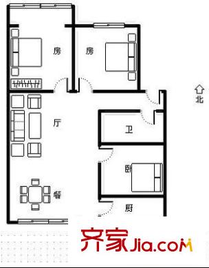 自強小區(qū) 3室 戶型圖
