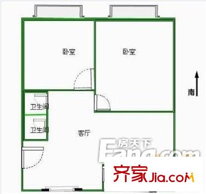 電建社區(qū)戶型圖戶型圖 2室1廳1衛(wèi)1廚