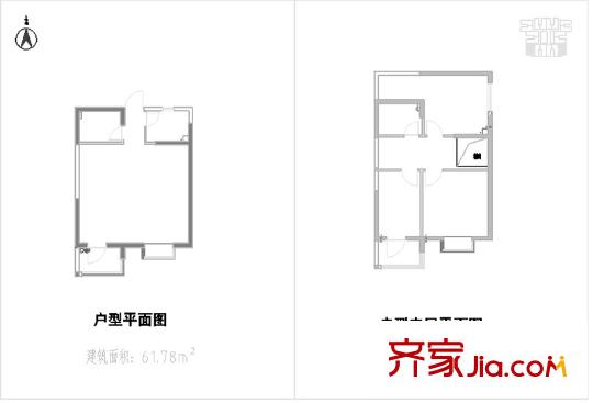 水岸明珠61.78平方米復(fù)式戶型 3室1廳1衛(wèi)1廚
