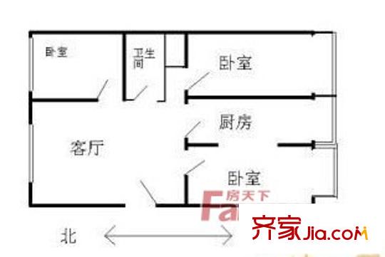 東江花園戶型圖08 2室1廳1衛(wèi)1廚
