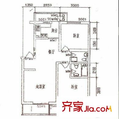 新園小區(qū) 2室 戶型圖