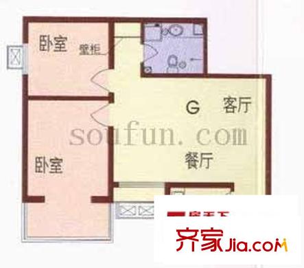 都市桂苑戶型圖2室2廳1衛(wèi)1廚