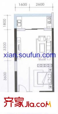 華豪麗都戶型圖戶型圖 1室1廳1衛(wèi)1廚