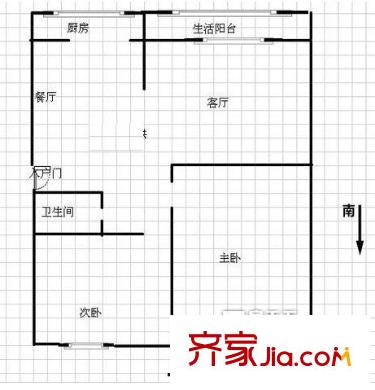 中登大廈戶型圖2 2室2廳1衛(wèi)1廚